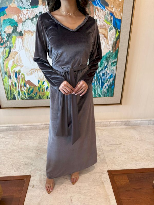 Velvet grey jalabia 5 047