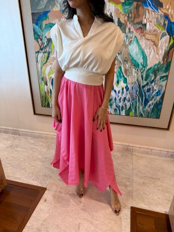Pink pleated asymmetrical skirt 2 285