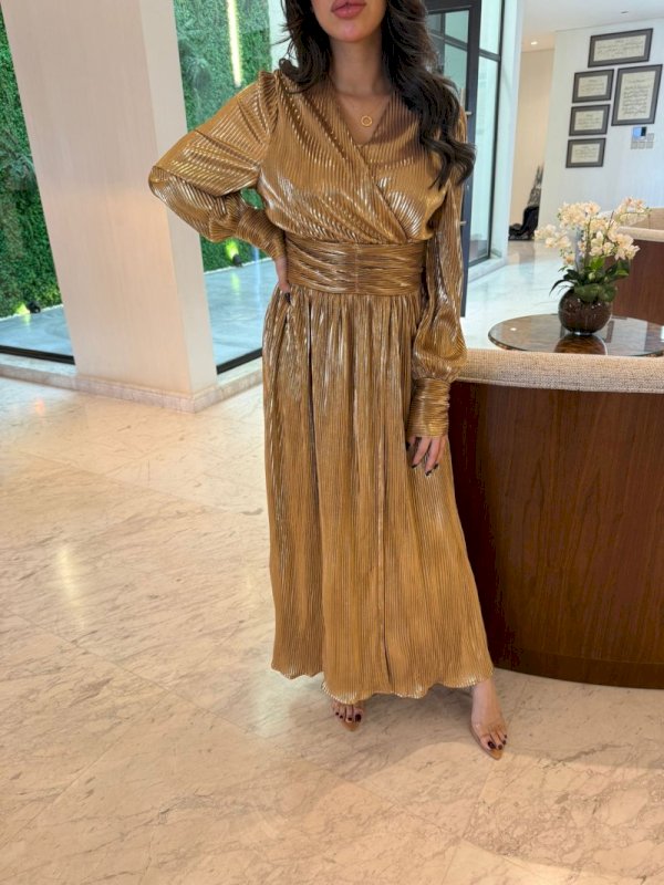 Gold pleats maxi dress 5 131