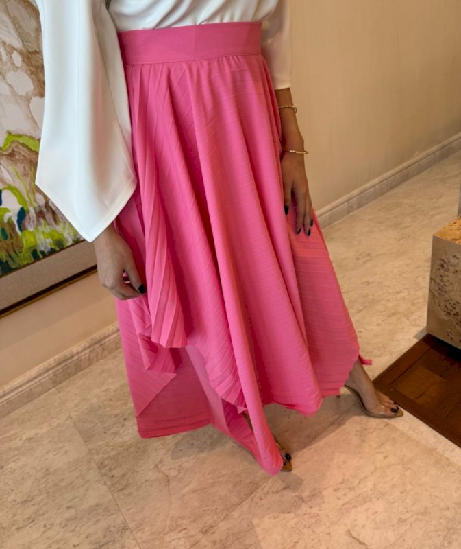 Pink pleated asymmetrical skirt 2 285