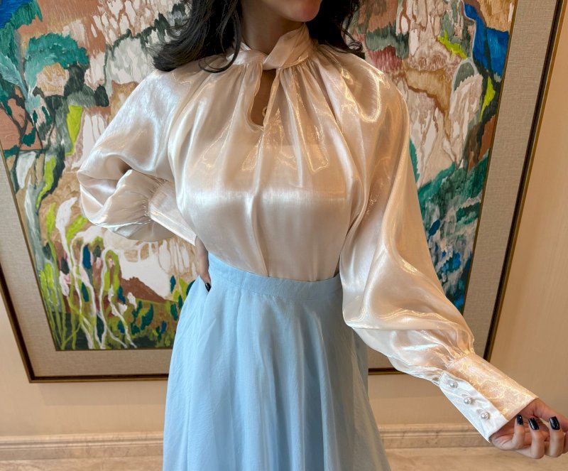 Creamy chiffon knot top 5 135