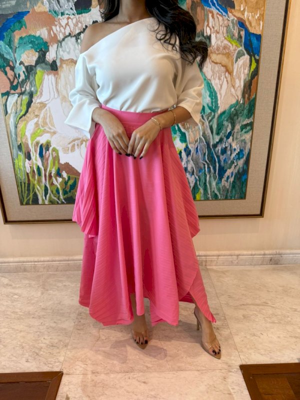 Pink pleated asymmetrical skirt 2 285