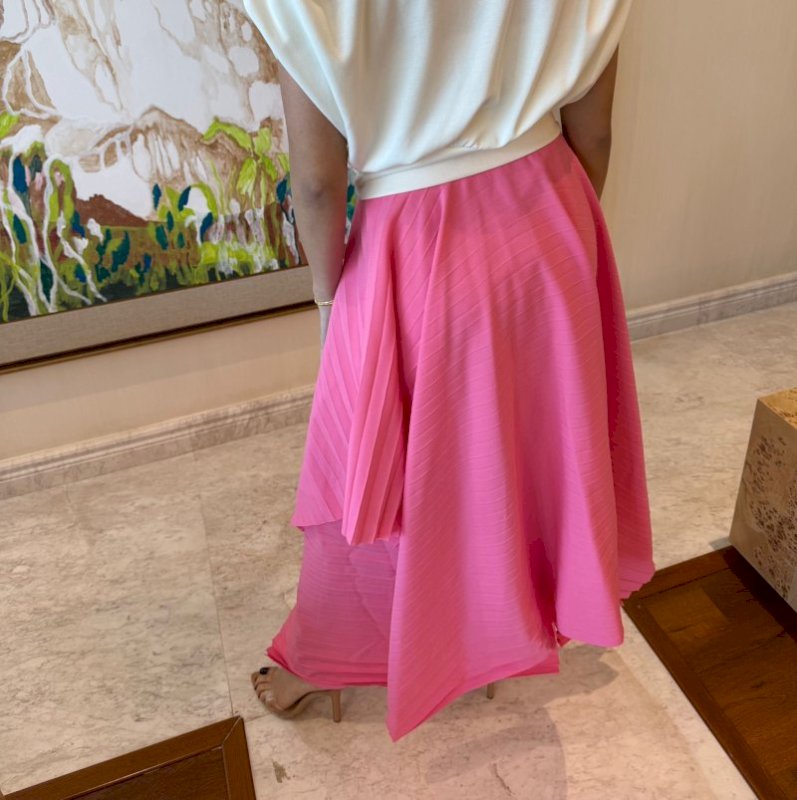 Pink pleated asymmetrical skirt 2 285