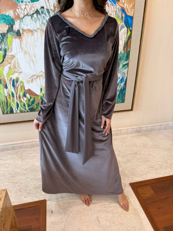 Velvet grey jalabia 5 047