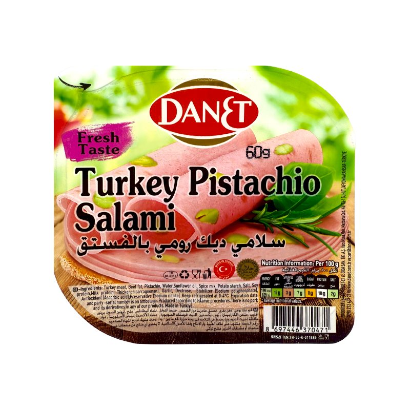 DANET Salami Pistachio Turkey Sliced 60g