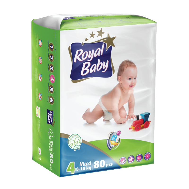 ROYAL BABY Diaper No. 4 Mega Pack (80 Diapers)