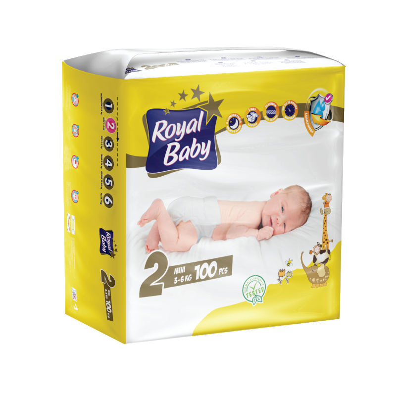 ROYAL BABY Diaper No. 2 Mega Pack (100 Diapers)