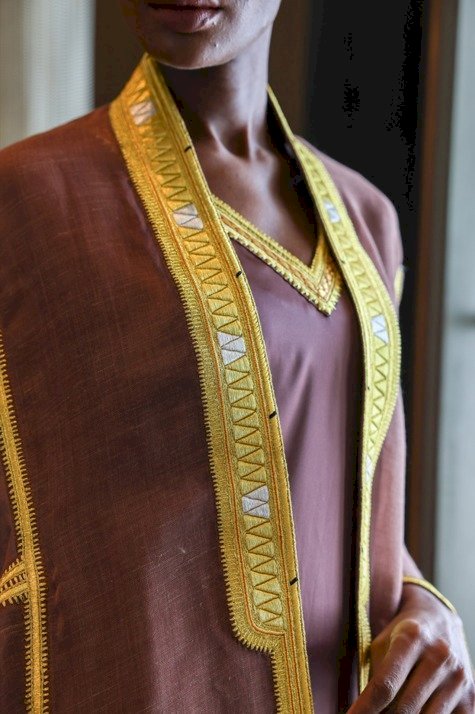 Bisht With Gold Embroidery -Brown BBBSHT-16