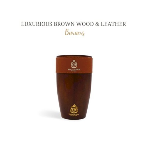 Luxurious brown wood & leather burners  (Dream cup burner BB no. I)